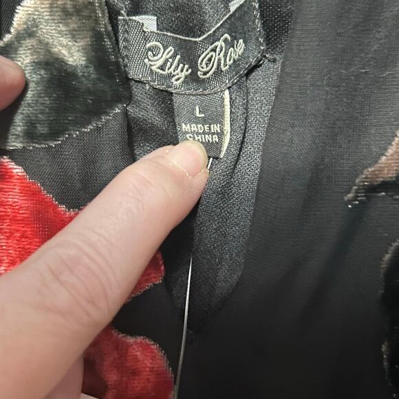 Lily Rose Junior Black Red Velvet  Floral Tie Back High Neck Mini Dress  Large - Picture 5 of 10